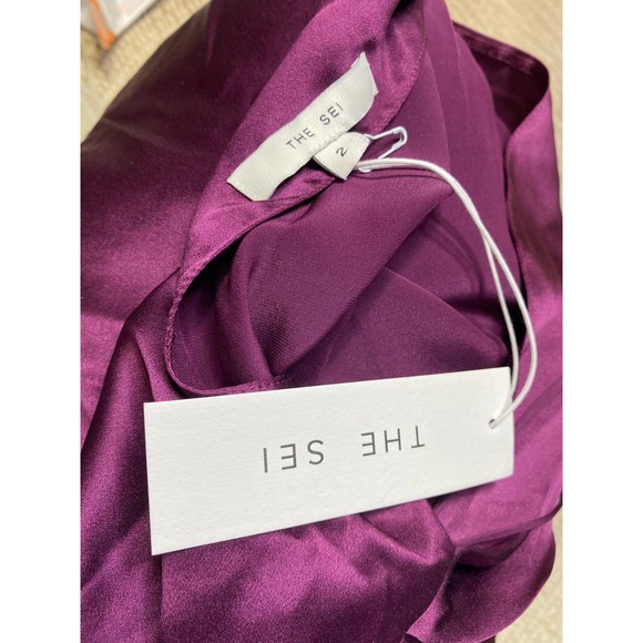 The Sei X REVOLVE Asymmetrical Draped Mini Dress in Plum 2 - Picture 9 of 12